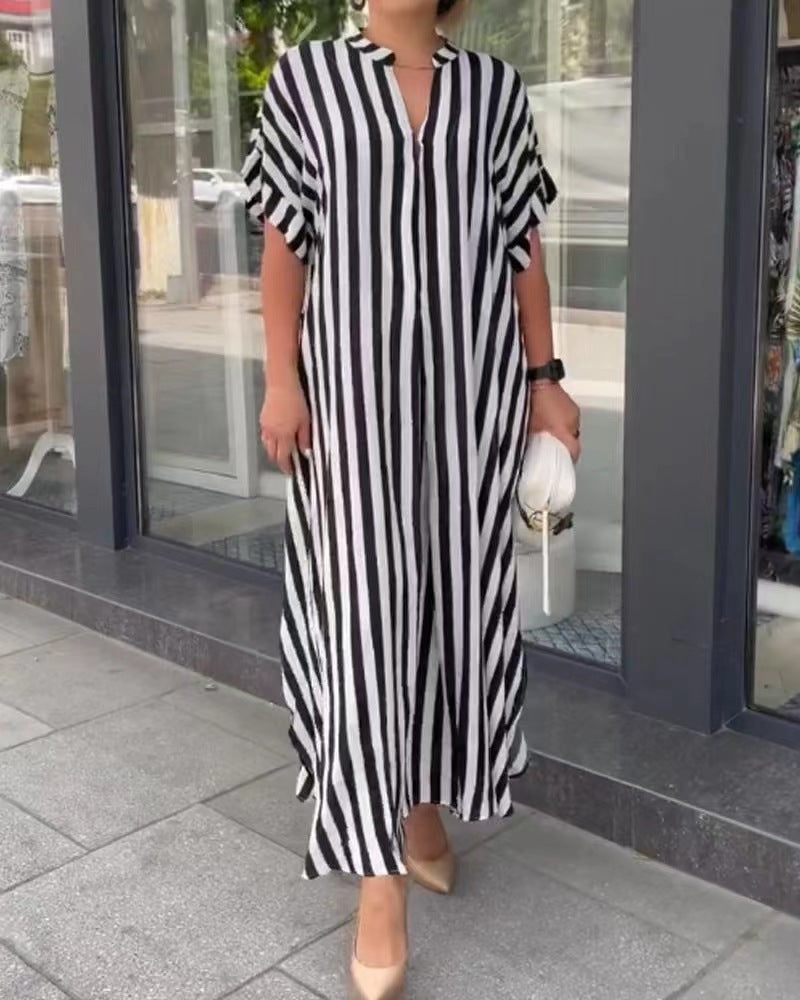 Women's Fashion Side Slit Striped Sleeve Dress Cardigans