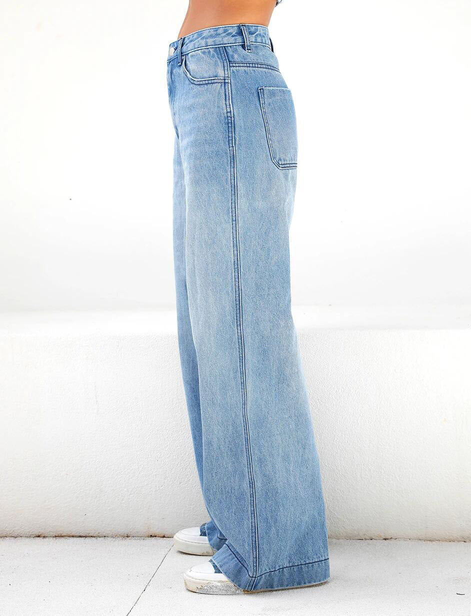 Comfortable Women's High Waist Loose Wide Jeans