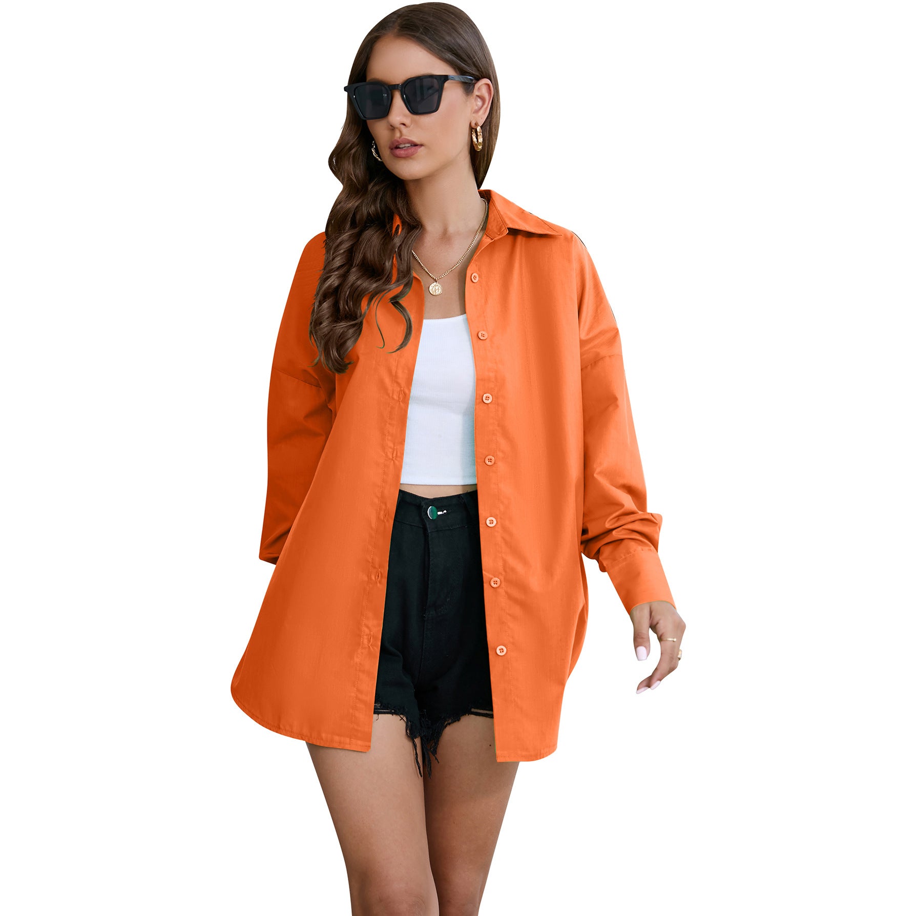 Women's Solid Color Bright Long Sleeve Blouses