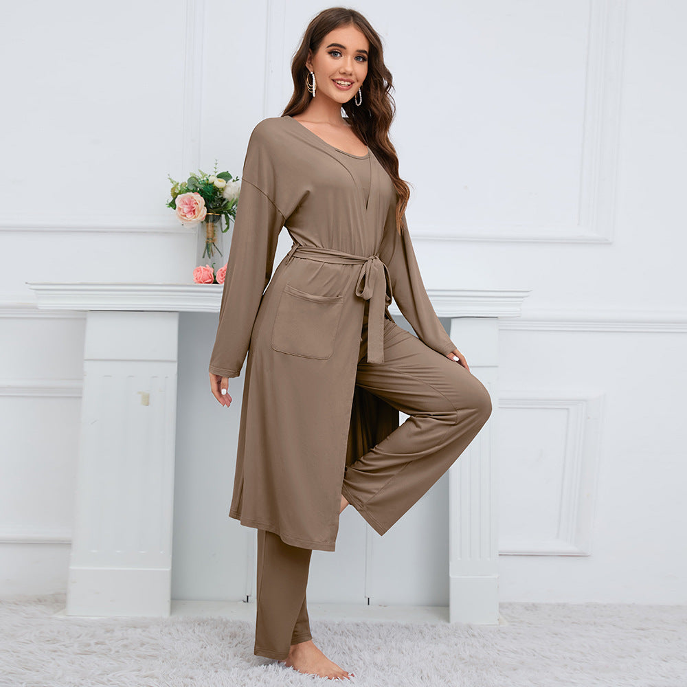 Women's Three-piece Long Sleeve Cape Wide Leg Suits