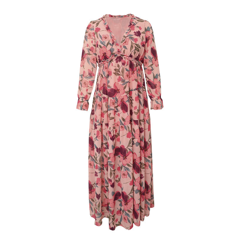 Women's Floral Dress Summer Simple Style Deep Dresses