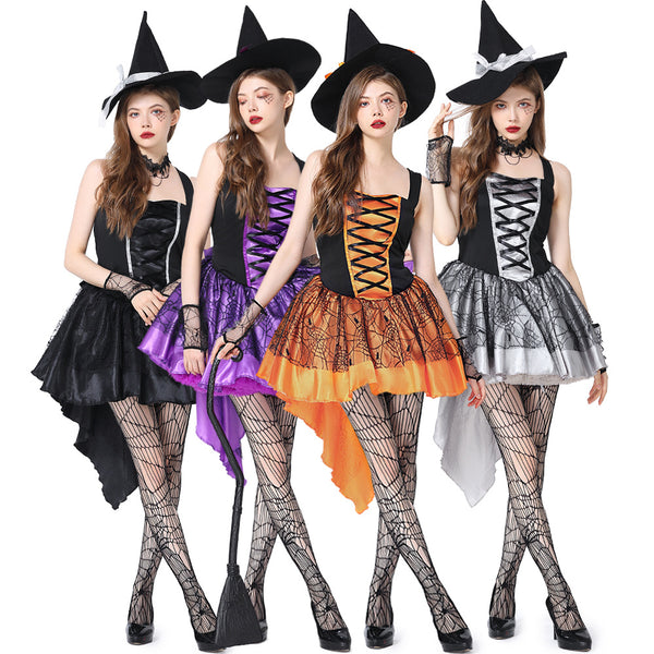 Purple Orange Sexy Mesh Camisole Witch Costumes