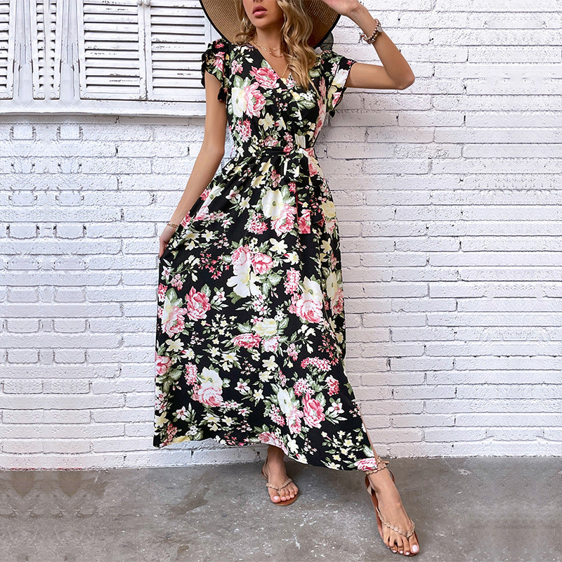 Women's Summer Holiday Mid-length Split Floral Dresses