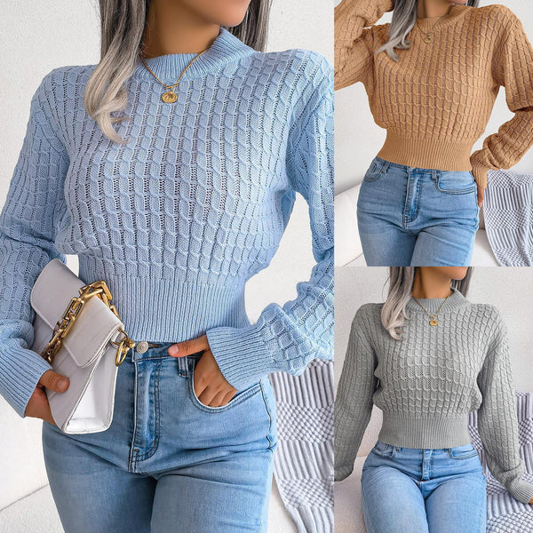 Women's Street Style Twist Long Sleeves Cropped Sweaters