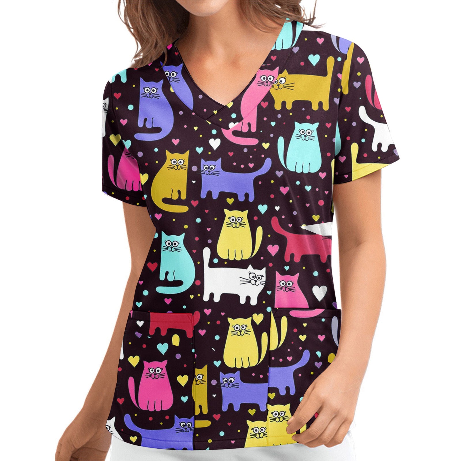 Women's Pocket Cartoon Printed Cloth For Nursing Blouses