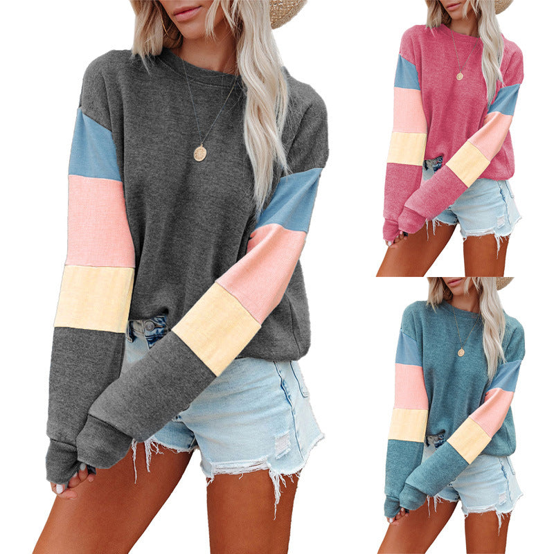 Women's Pullover Round Neck Long Sleeve Color Trendy Sweaters