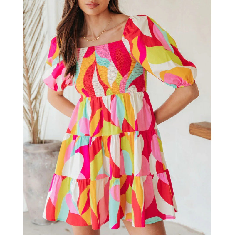 Pullover Geometric Pattern Sweet Lady Loose Dresses