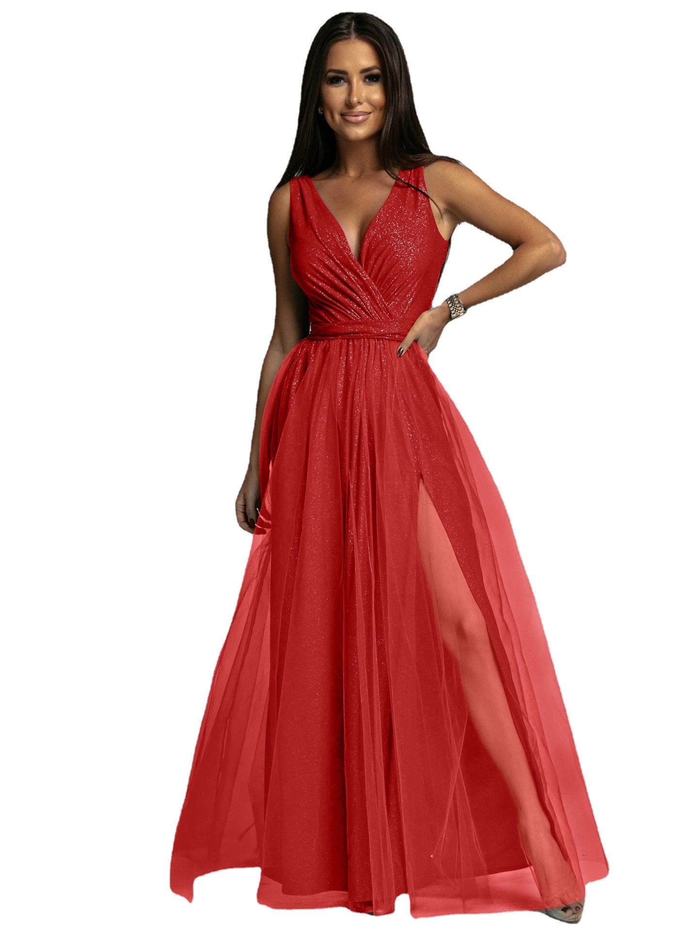 Marson Sexy V-neck Waist-controlled Slimming Split Dresses