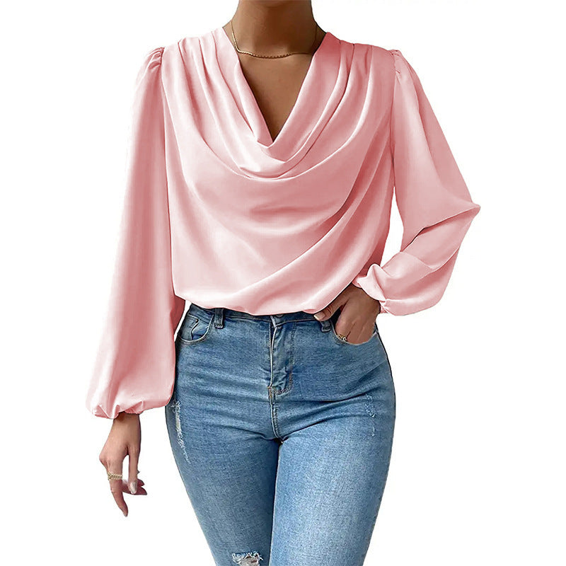 Women's Durable Long-sleeved Loose Draped V-neck Clothing