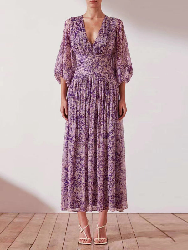 Robe de vacances plissée en bord de mer pour femmes, robes violettes élégantes à la mode