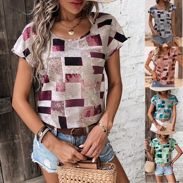 Women's Summer Geometry Pattern Printed Loose Blouses