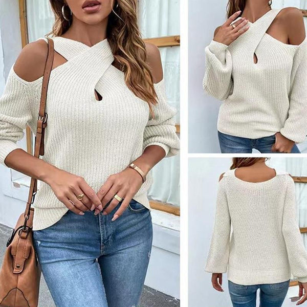 Women's Classy Solid Color Lantern Sleeve Sweaters