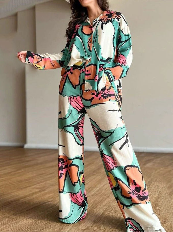 Women's Elegant Large Printed Commuter Shirt High Suits