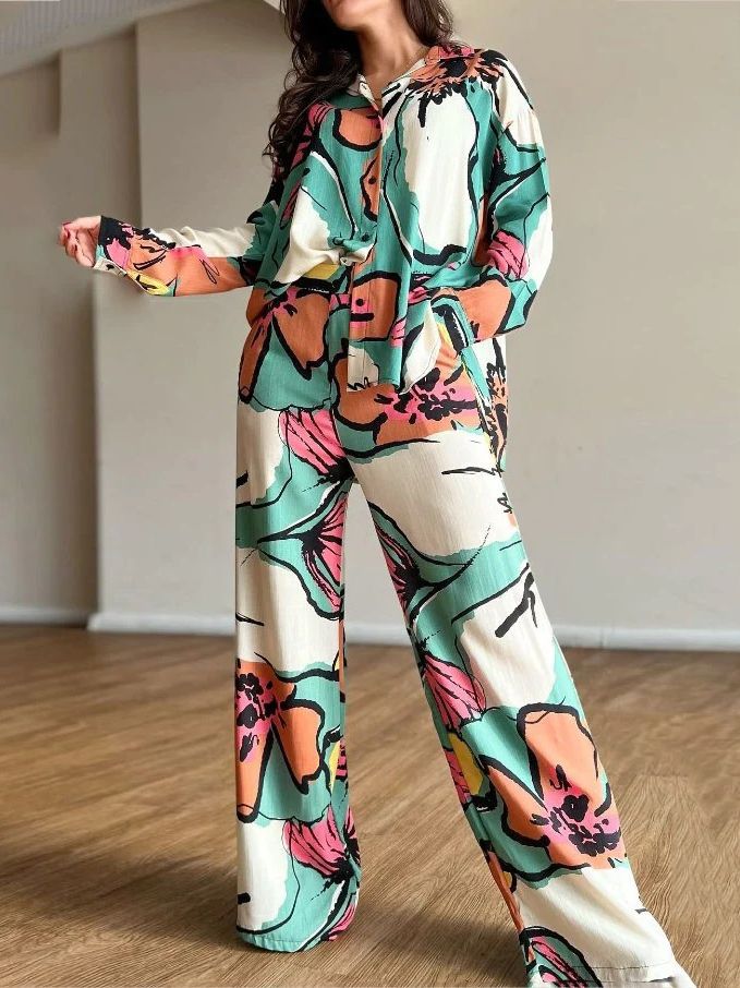 Women's Elegant Large Printed Commuter Shirt High Suits