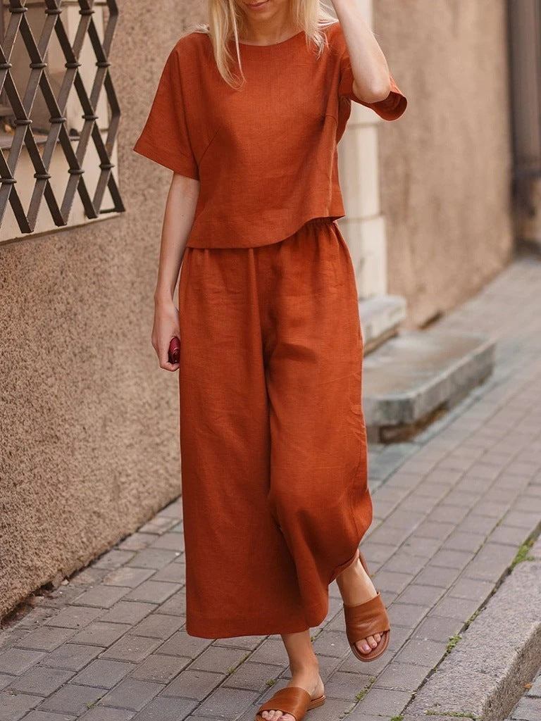 Loose Solid Color Trousers Two-piece Set Suits