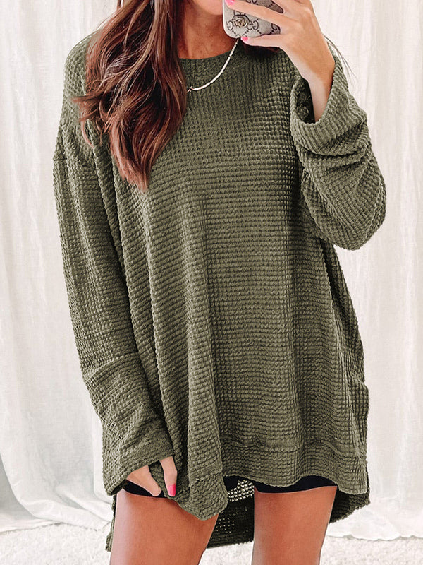 Women's Solid Color Loose Long Leisure Pullover Sweaters