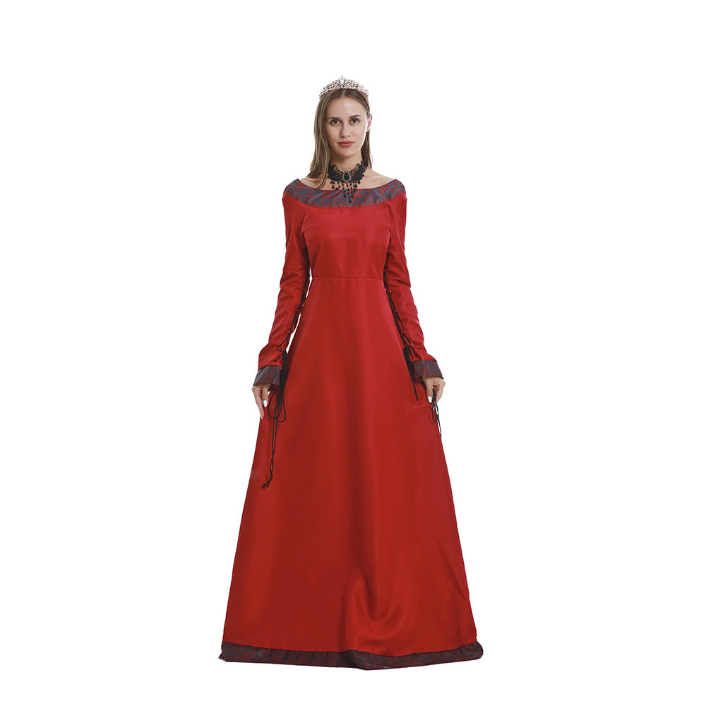 Langes Hofkleid für Damen, klassische mittelalterliche mittellange Kostüme