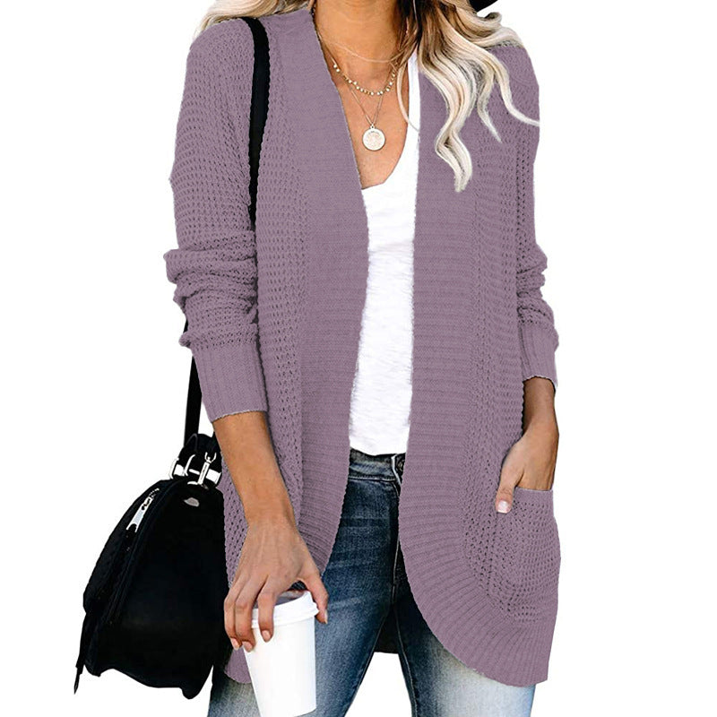 Attractive Women's Popular Curved Large Pocket Sweaters