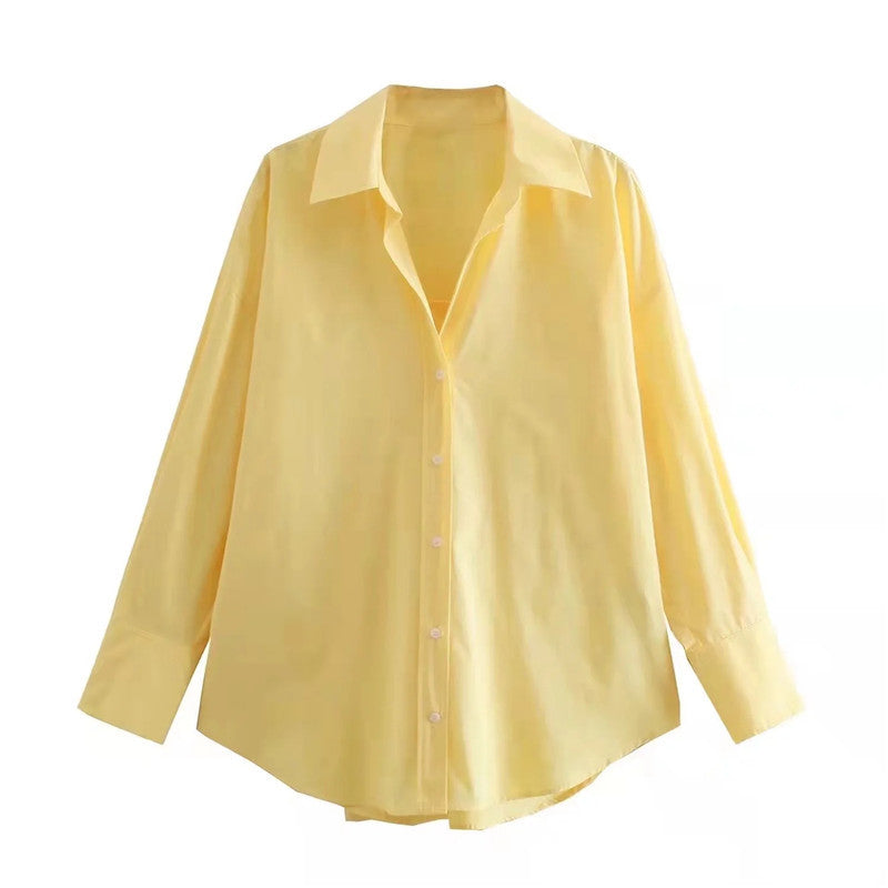 Women's Street Fashion Urban Casual Poplin Shirt Blouses