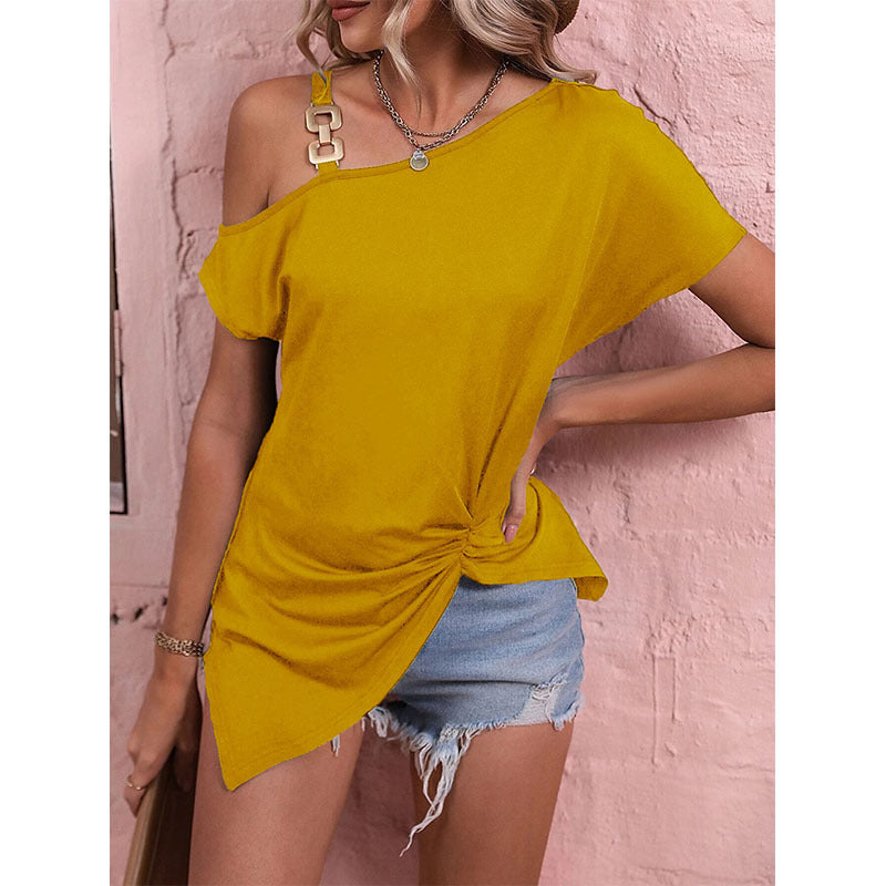 Women's Summer Temperament Shoulder Buckle Sleeve Blouses