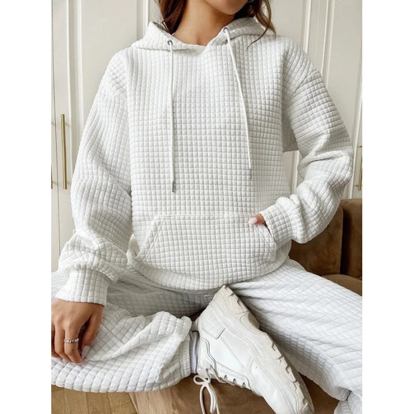 Women's Waffle Round Neck Long-sleeved Solid Color Sweaters