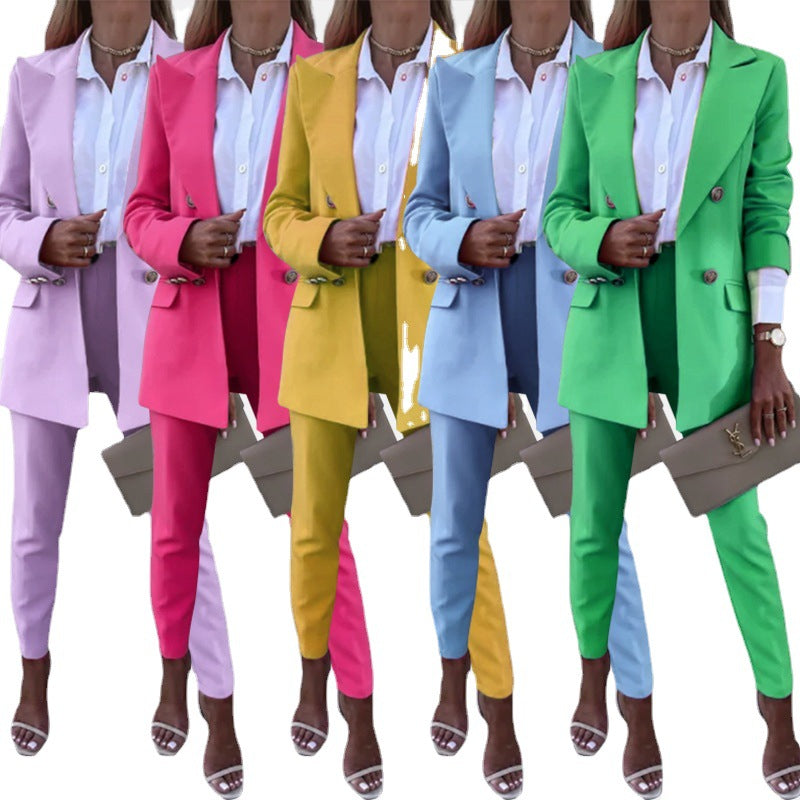 Women's Solid Color Temperament Two-piece Set Fashion Casual Suits