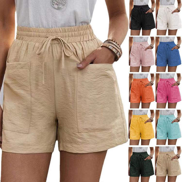 Women's Pocket Solid Color Large High Waist Pants