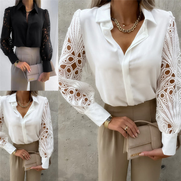 Women's Unique Creative Lace Stitching Shirt Blouses