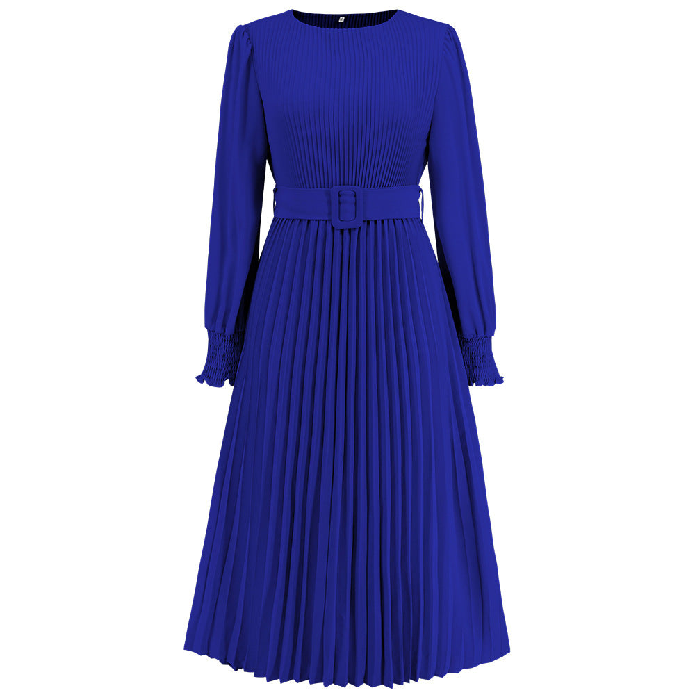 Long Sleeve Pleated A- Line Mid-length Skirts