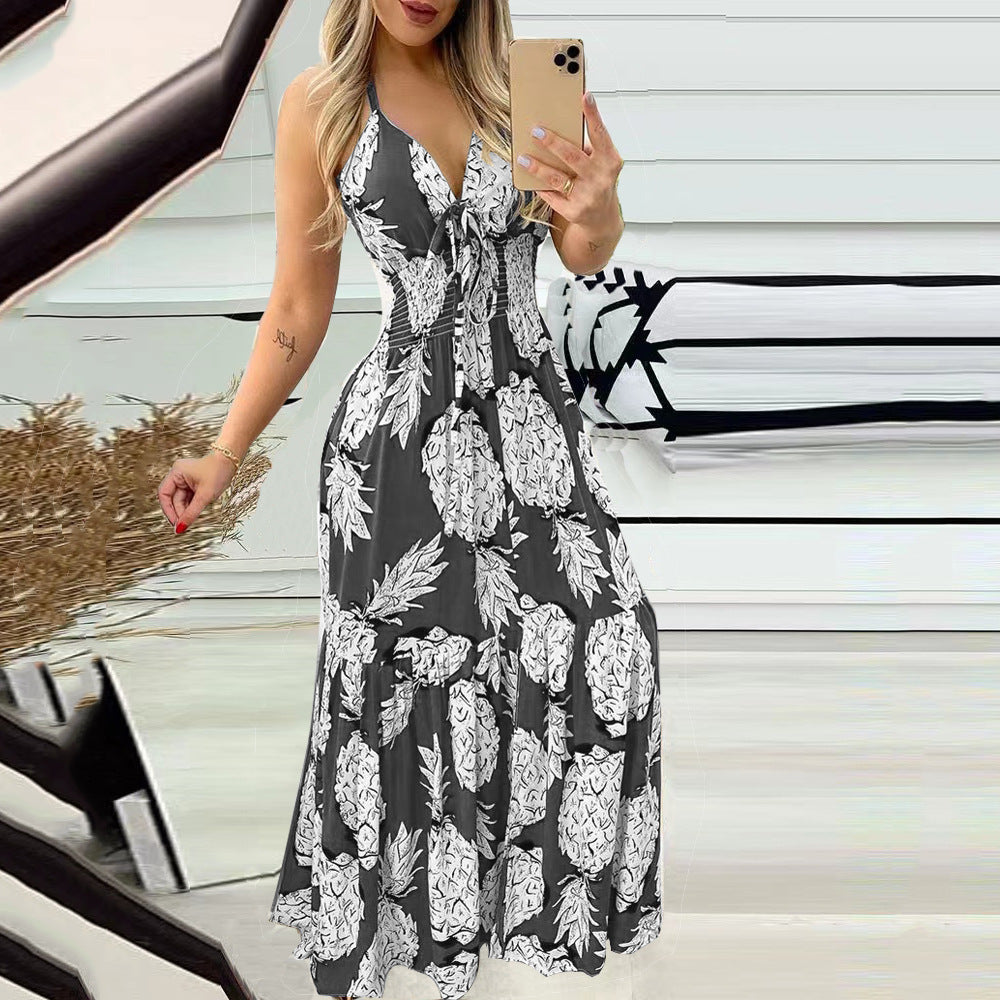 Women's Halter Tube High Waist Print Long Dresses