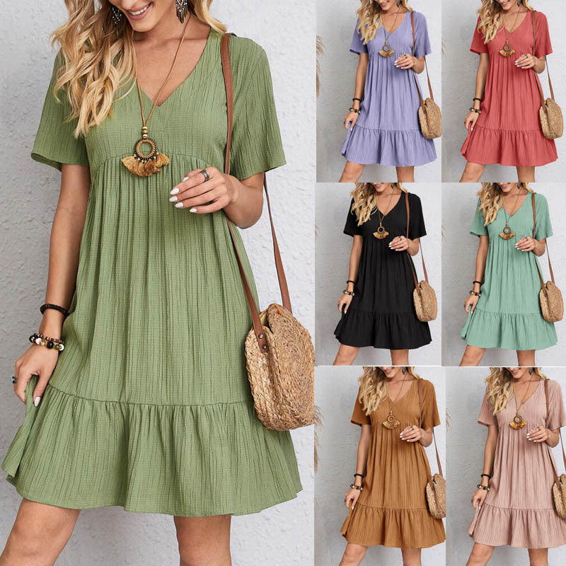 Women's Popular Summer Loose Casual Sleeve Waist Dresses