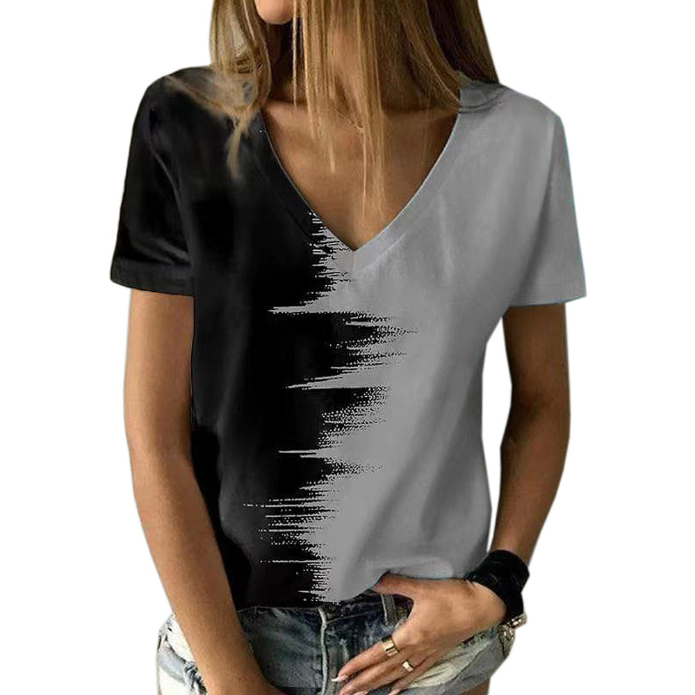 Women's Summer Large Color Shirt V-neck Sleeve Blouses