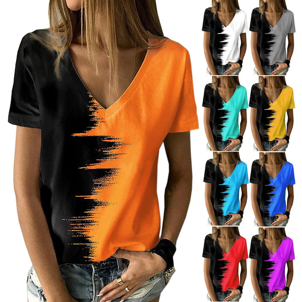 Women's Summer Large Color Shirt V-neck Sleeve Blouses