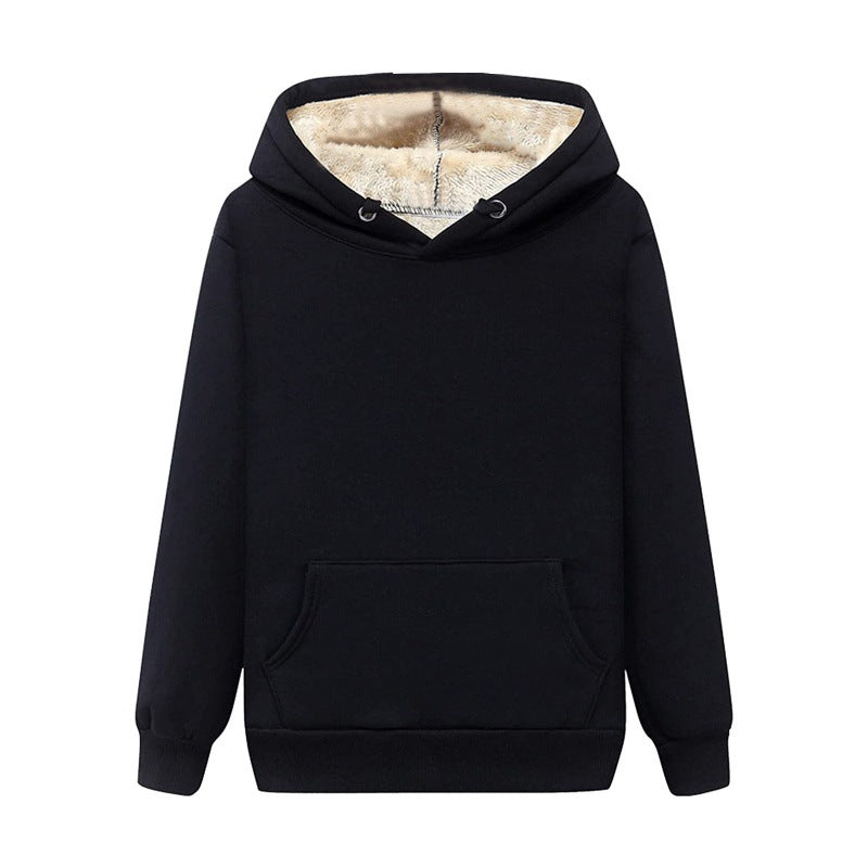 Women's Hooded Drawstring Sweatshirt Pure Color Thickened Sweaters