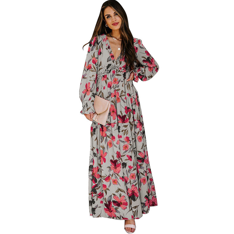 Robe florale d'été pour femmes, Style Simple, robes profondes