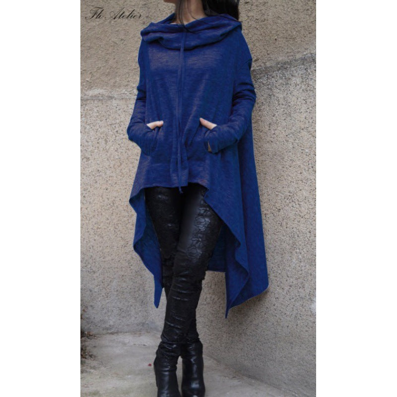 Innovative Solid Color Long Hooded Sleeve Sweaters