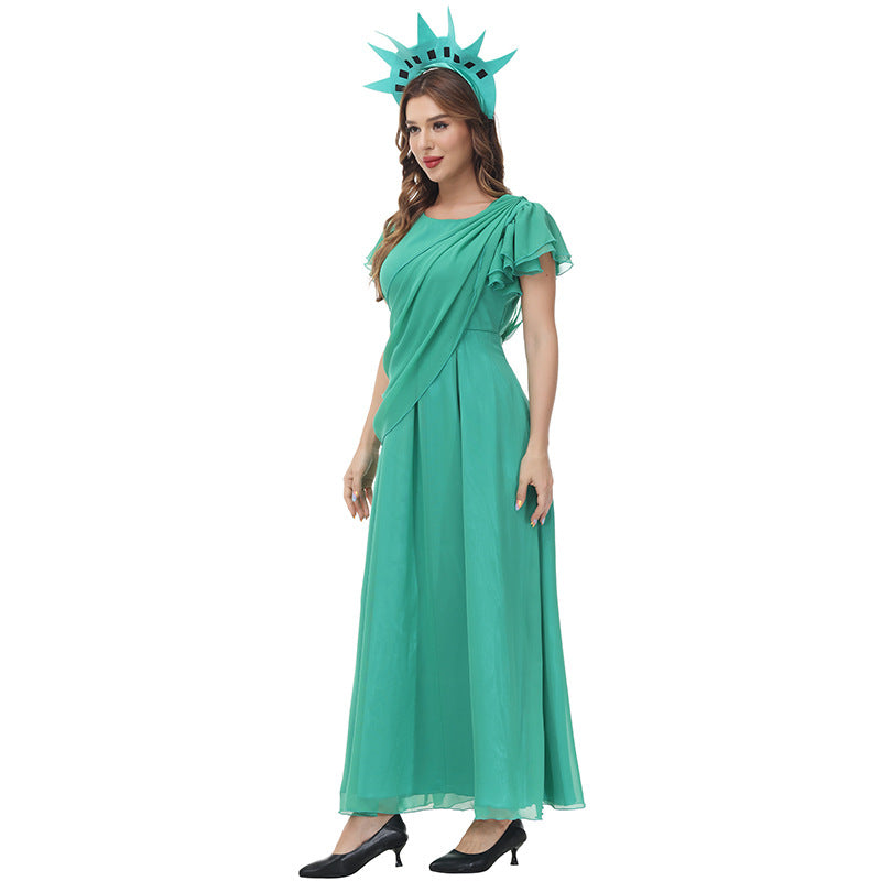 Halloween Green Chiffon Party Maxi Dress Free Shine Costumes