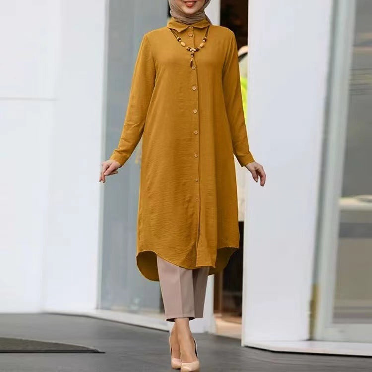 Women's Lapel Casual Button Long Sleeve Shirt Dresses