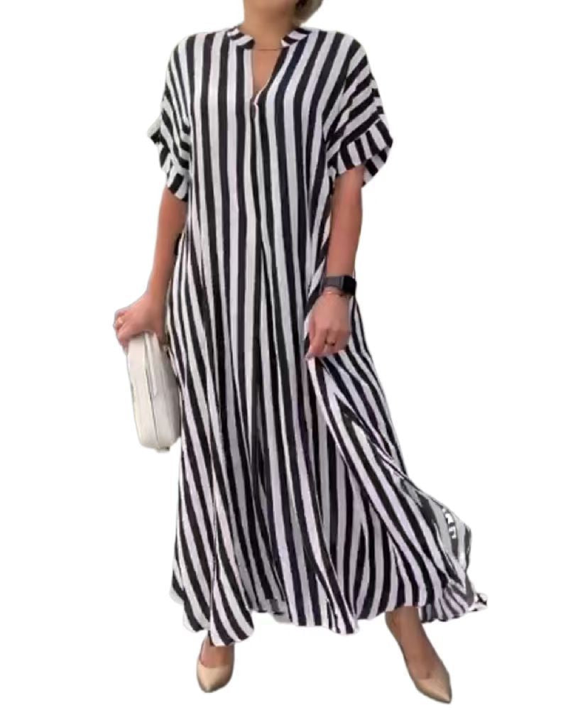 Women's Fashion Side Slit Striped Sleeve Dress Cardigans