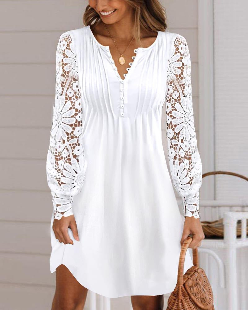 Women's Fashion Lace Long Sleeve Dress Dresses