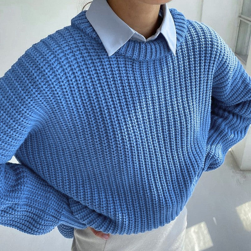 Solid Color Long Sleeve Idle Style Sweaters