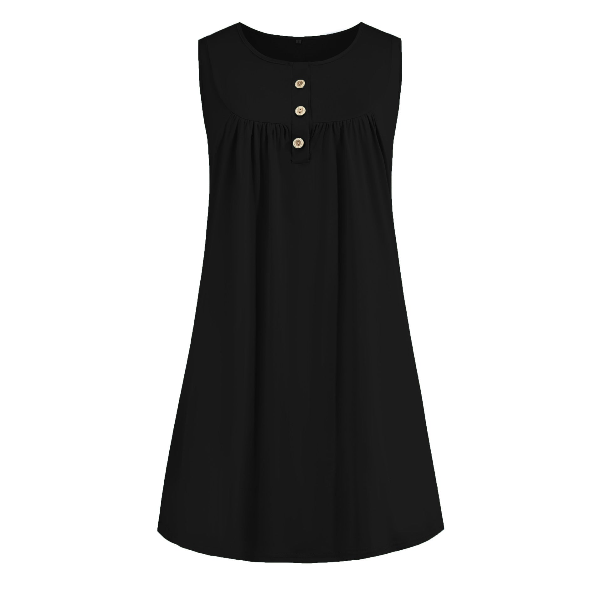 Women's Pajamas Button Pleated Casual Sleeveless Dress Dresses