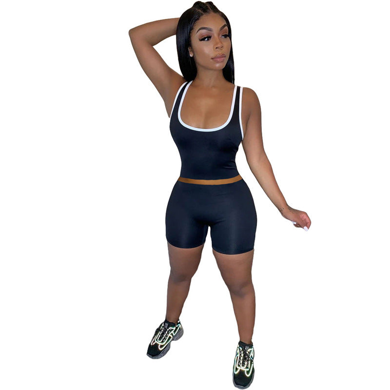 Women's Fashion Sexy Sports Solid Color Set Shorts