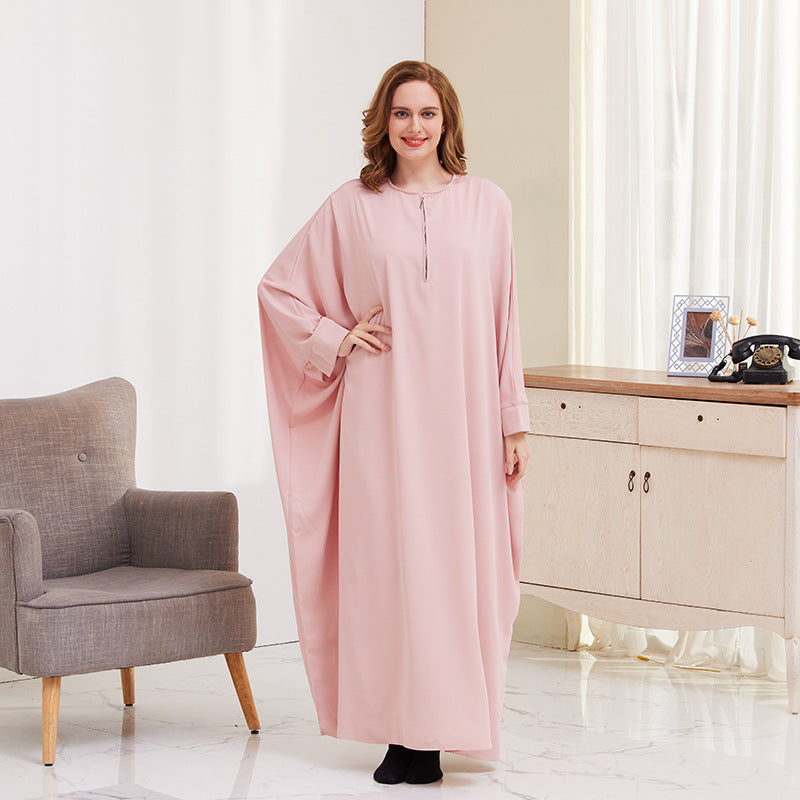 Large Swing Solid Color Batwing Sleeve Dresses