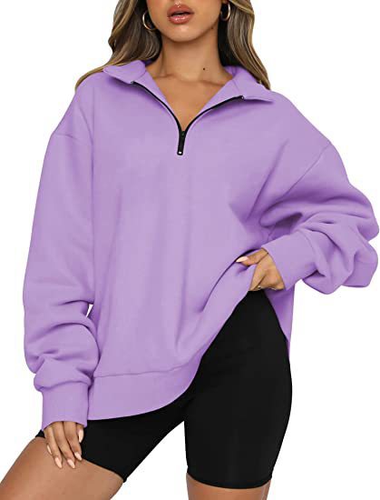 Women's Casual Half Long-sleeve Zipper Fleece-lined Pocket Sweaters