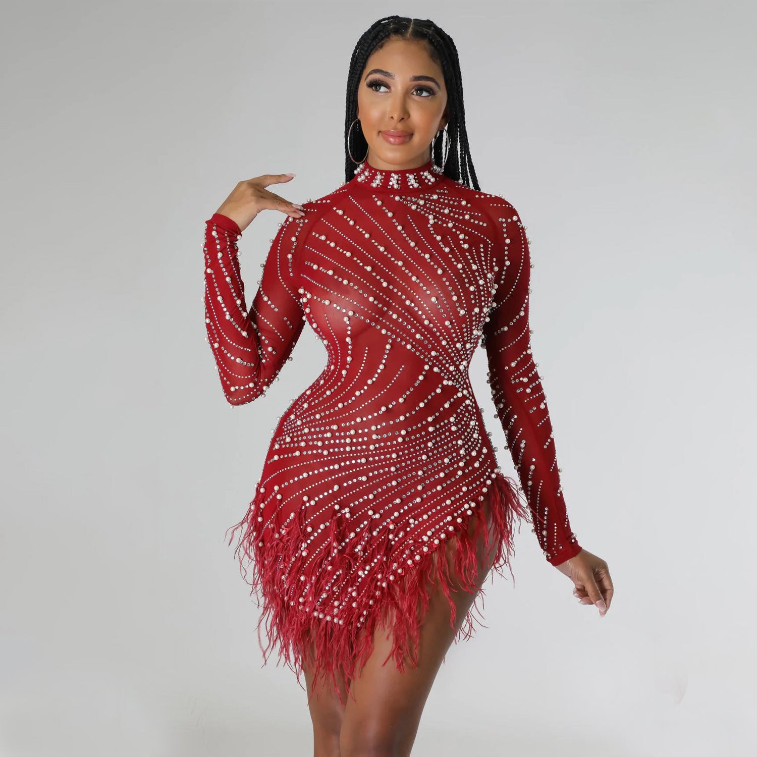 Robe d'été sexy en maille et strass pour femmes