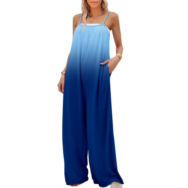 Women's Summer Large Casual Loose Sleeveless High Jumpsuits