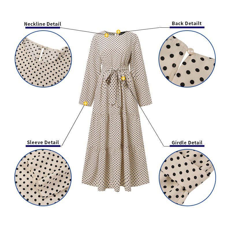 Women's Polka Dot Elegant Robe Long Sleeve Dresses