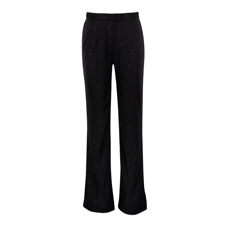 Slim Straight High-waisted Trousers Sexy Sequined Suits