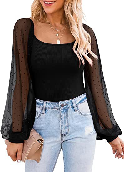 Women's Summer Fashion Lantern Sleeve Slim Fit Blouses